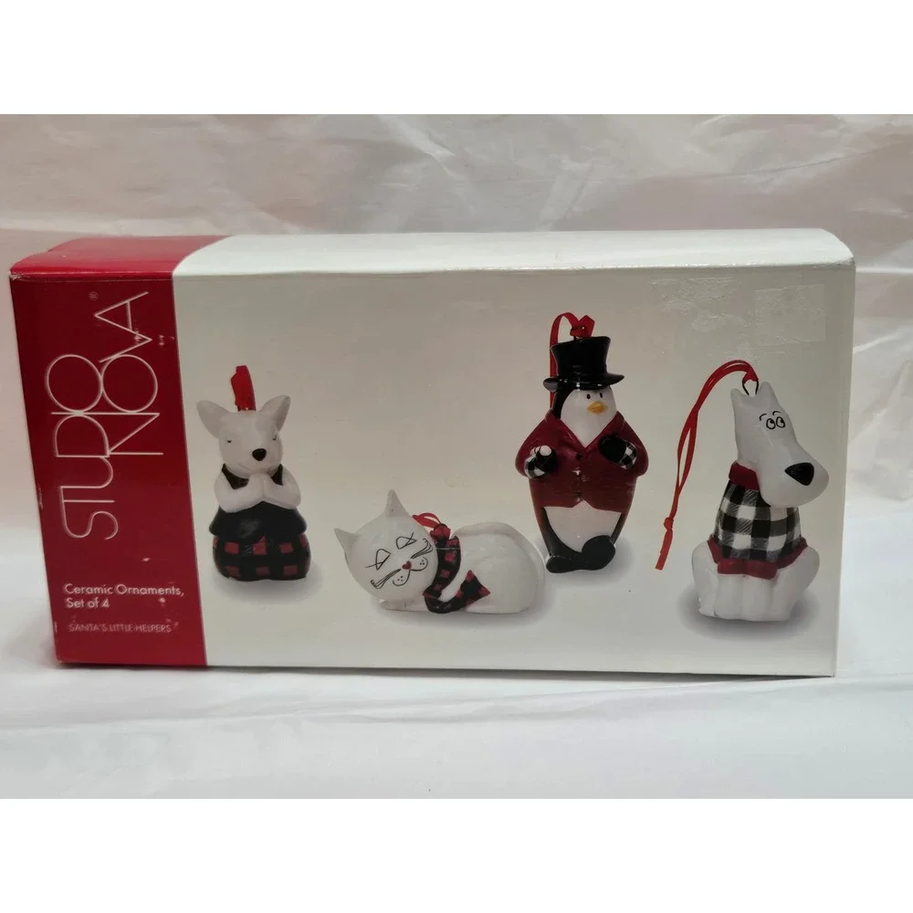 Studio Nova Ceramic Christmas Ornaments Set of 4 Santa's Little Helpers New